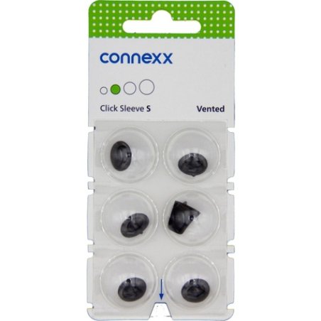 Connexx Click Sleeve Vented S Dome Silicone Hearing Aid Domes, 6-Pack, Green