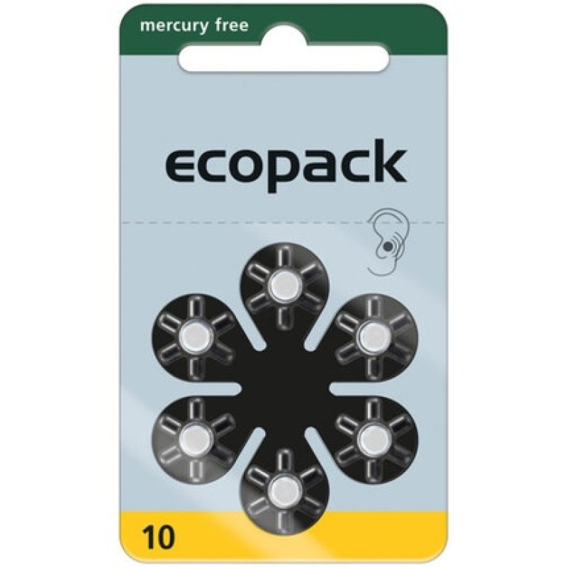 Varta Ecopack Size 10 Hearing Aid Batteries 120 Count - Pack of 6
