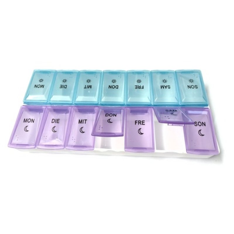 EWANTO Tablet Box Pill Box 7 Days Morning Evening 14 Compartments - Pack of 2