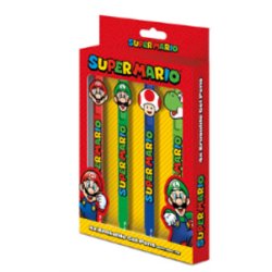 SUPER MARIO - 4 Stylos à Gel Effaçable Head Topper