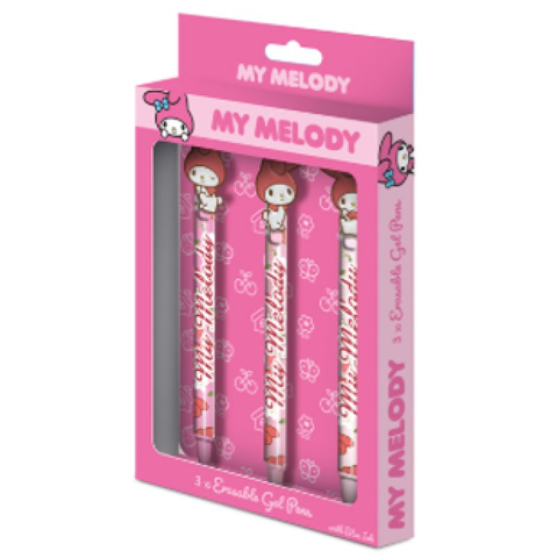 MY MELODY - 3 Stylos à Gel Effaçable Head Topper