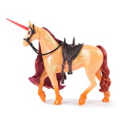 Unicorn Academy - Einhorn Cinder (28 cm groß, mit echter Mähne und Schweif, abnehmbarem Zaumzeug, Sattel und Bürste)