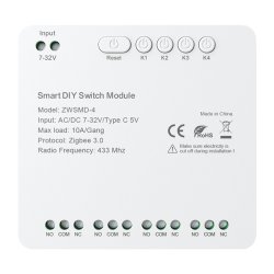 4-channel ZigBee switch module with voltage-free DC 32V contact Avatto ZWSMMD-4-32V