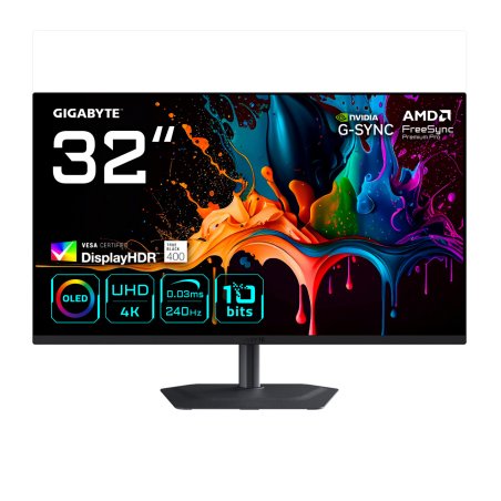 GIGABYTE MO32U2 Moniteur Gaming OLED 32” 4K UHD - 3840 x 2160, 240Hz, 0.03ms, 250 cd/m², G-Sync Compatible, FreeSync