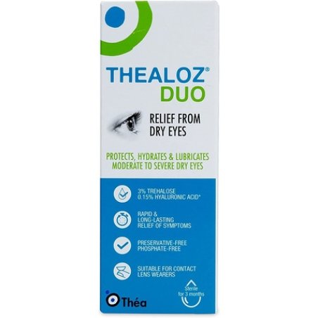 Thealoz Duo Eye Drops Hypotonic Solution for Enhanced Relief and Protection from Dry Eyes 10ml White