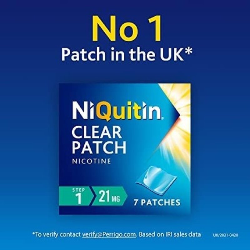 NiQuitin 21mg Nicotine Patch Step 1 Stop Smoking Aid Therapy 7 Clear Patches 24h Craving Control