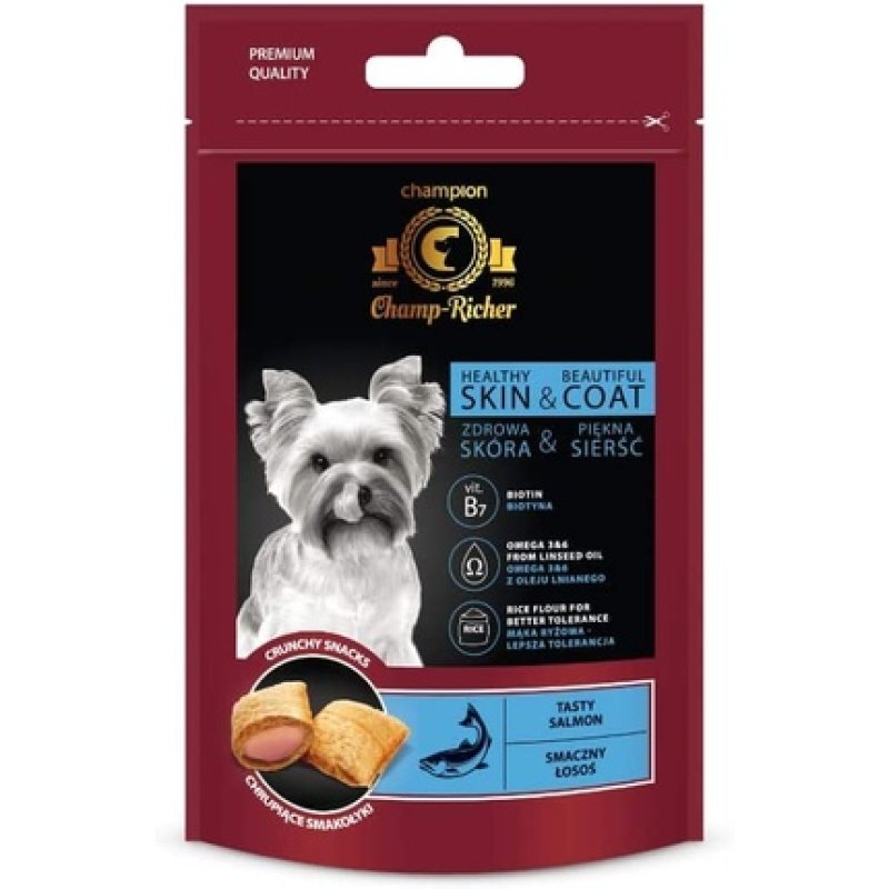 Champ-Richer Treats Leather And Fur With Salmon 90g