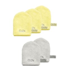 Glov Wateronly Skin Makeup Remover And Face Cleansing Gloves Baby Banana 3 Pieces Silver Stone 3 Pieces