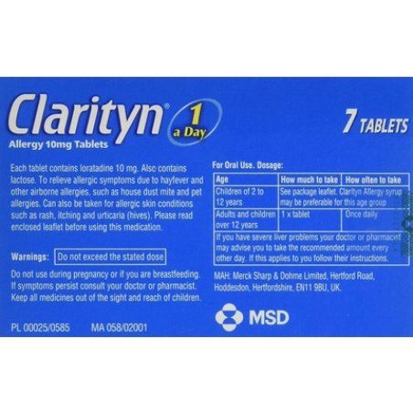 Clarityn Allergy 10mg Tablets 7 Tablets