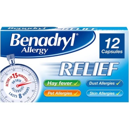 Benadryl Allergy Relief Fast-Acting Antihistamine Capsules 12 Capsules