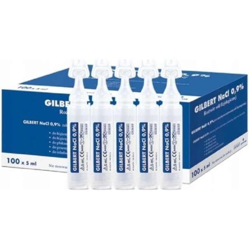 NaCl 0.9% Sterile Isotonic Sodium Chloride Inhalation Saline Solution for Airway Humidification 100 x 5ml - Pack of 100