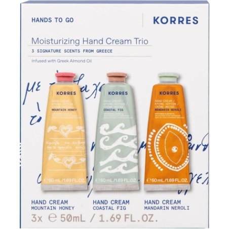 Korres Moisturising Hand Cream Trio for Gifting - Coastal Fig, Mandarin, Neroli