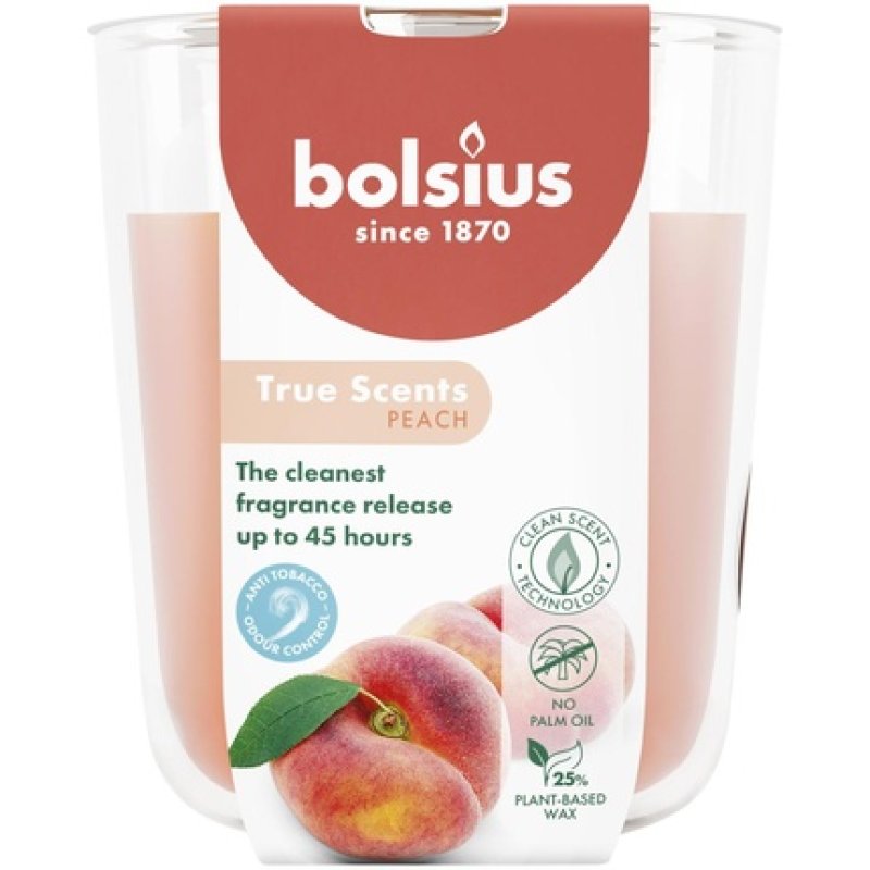 Bolsius Fragrance Glass 97/85 True Scents Peach - A Delightful Scented Candle For Your Home