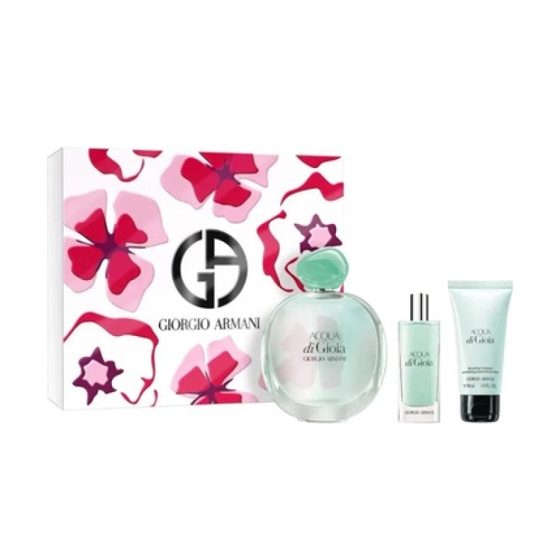Giorgio Armani Acqua Di Gioia Eau De Parfum Spray Set 100ml Spray 50ml Body Lotion 15ml Miniature Spray