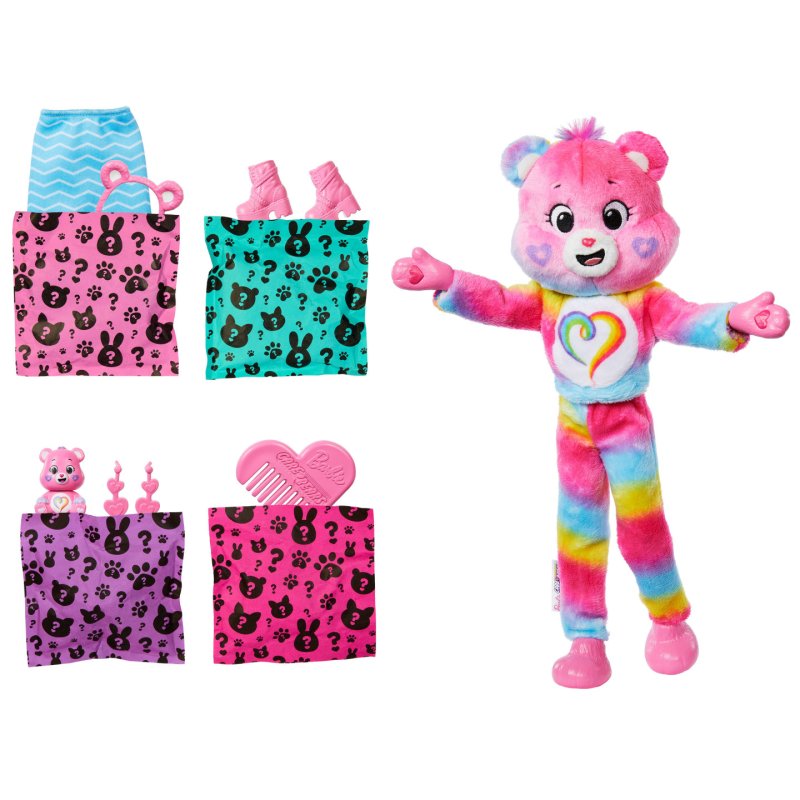 Barbie Cutie Reveal Care Bears Doll & Accessories, Series 2 Togetherness Bear with 10 Surprises