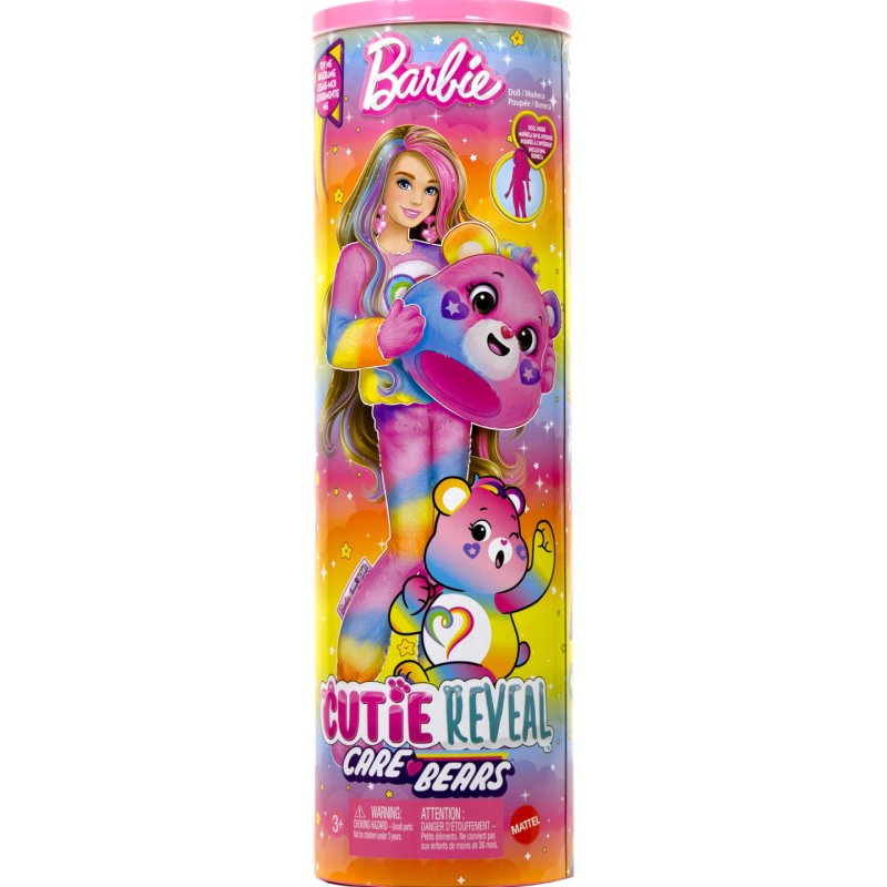 Barbie Cutie Reveal Care Bears Doll & Accessories, Series 2 Togetherness Bear with 10 Surprises