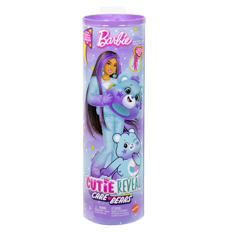 Barbie Cutie Reveal Care Bears Doll & Accessories, Series 2 Dream Bright Bear with 10 Surprises