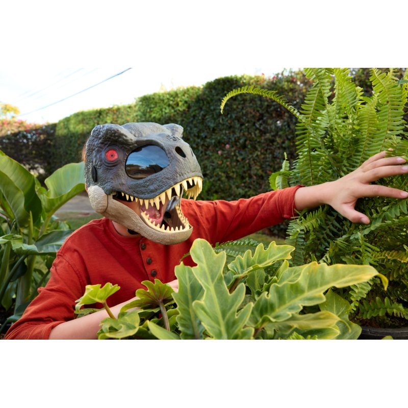 Jurassic World Rebirth T-Rex Rage N Roar Mask with LED Light Up Eyes Feature, 3 Level Effects