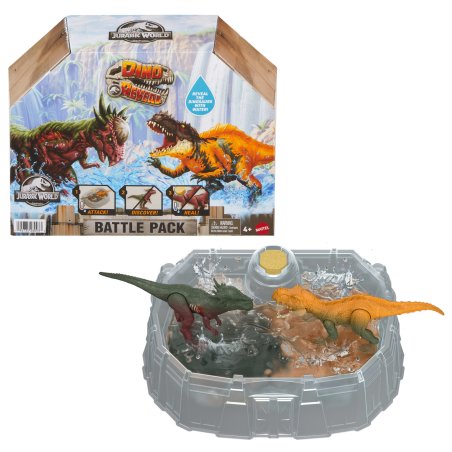 Jurassic World Dino Reveal 2 Dinosaur Toys in Battle Arena, Warm Water Changes Decoration