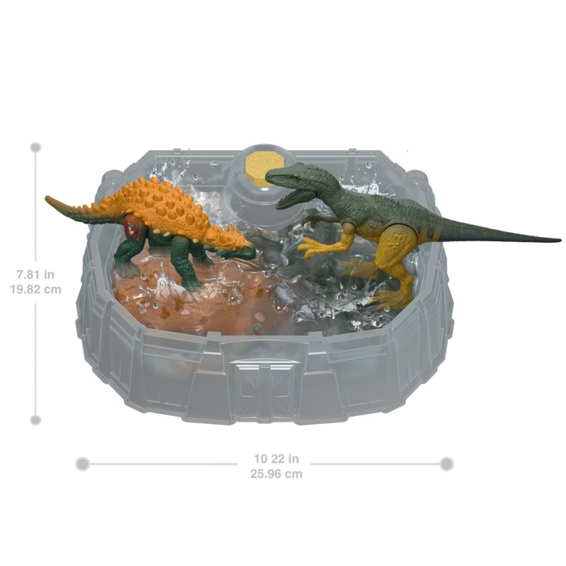 Jurassic World Dino Reveal 2 Dinosaur Toys in Battle Arena, Warm Water Changes Decoration