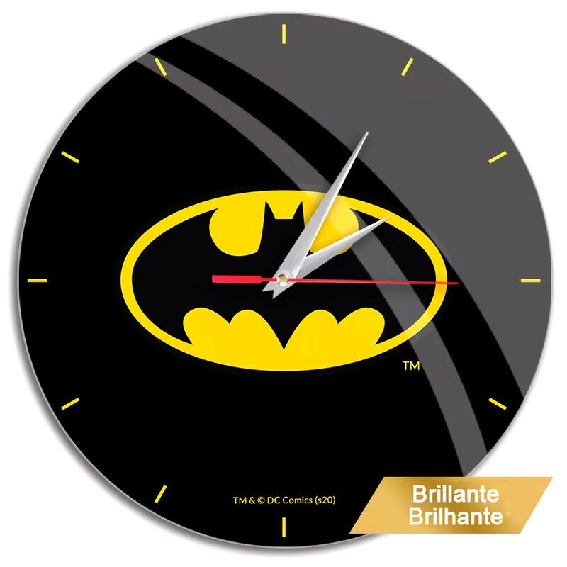 RELOJ DE PARED BRILLO BATMAN DC NEGRO