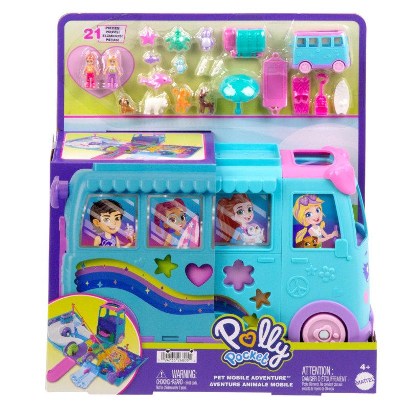 Polly Pocket – Coffret VAN TRANSFORMABLE DES ANIMAUX