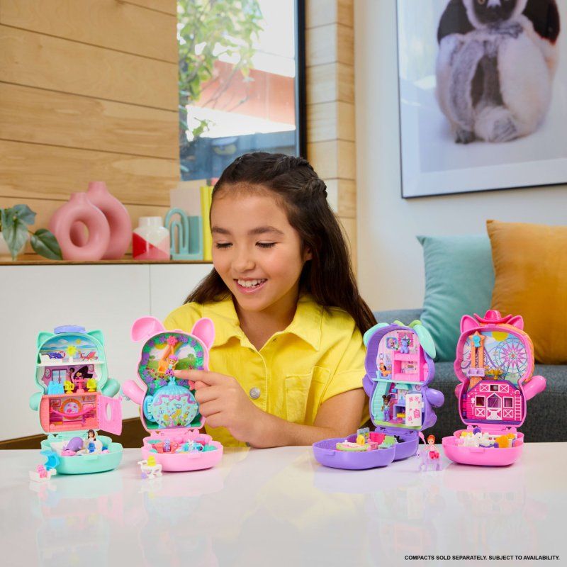 Polly Pocket Core Compact Playsets with Doll, Pet, & Accessories, Travel Toys with Surprise Reveals