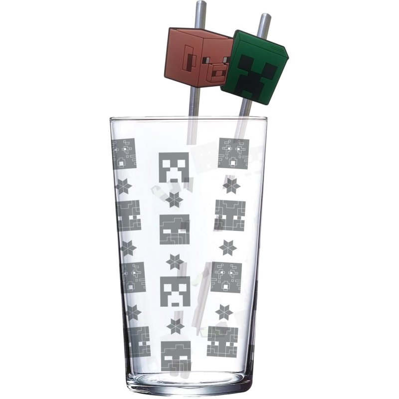 MINECRAFT - Pack Verre XXL Premium 485ml 2 Pailles en Métal