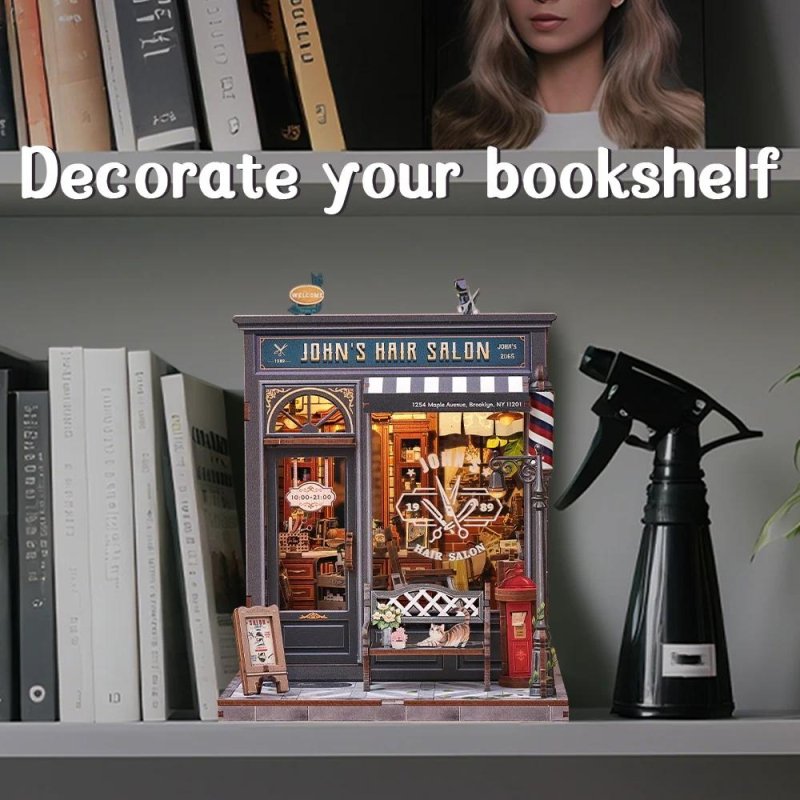 MINIATURE HOUSE - DIY- Salon de Coiffure John - 210pc Eclairage LED