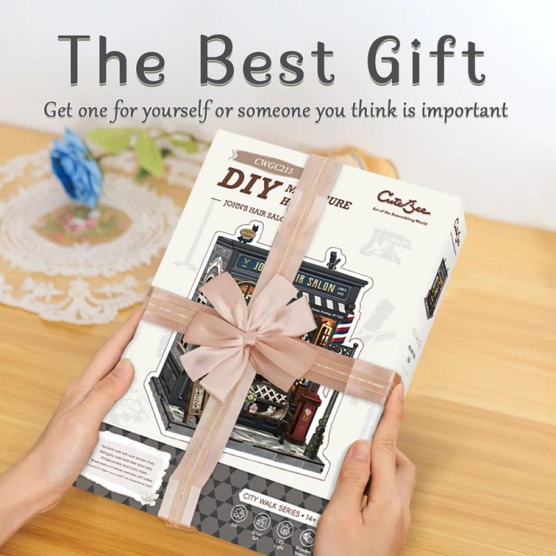 MINIATURE HOUSE - DIY- Salon de Coiffure John - 210pc Eclairage LED