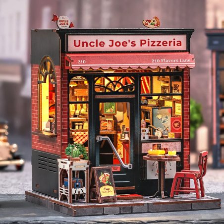 MINIATURE HOUSE - DIY- Pizzeria d'Oncle Joe - 236pc Eclairage LED