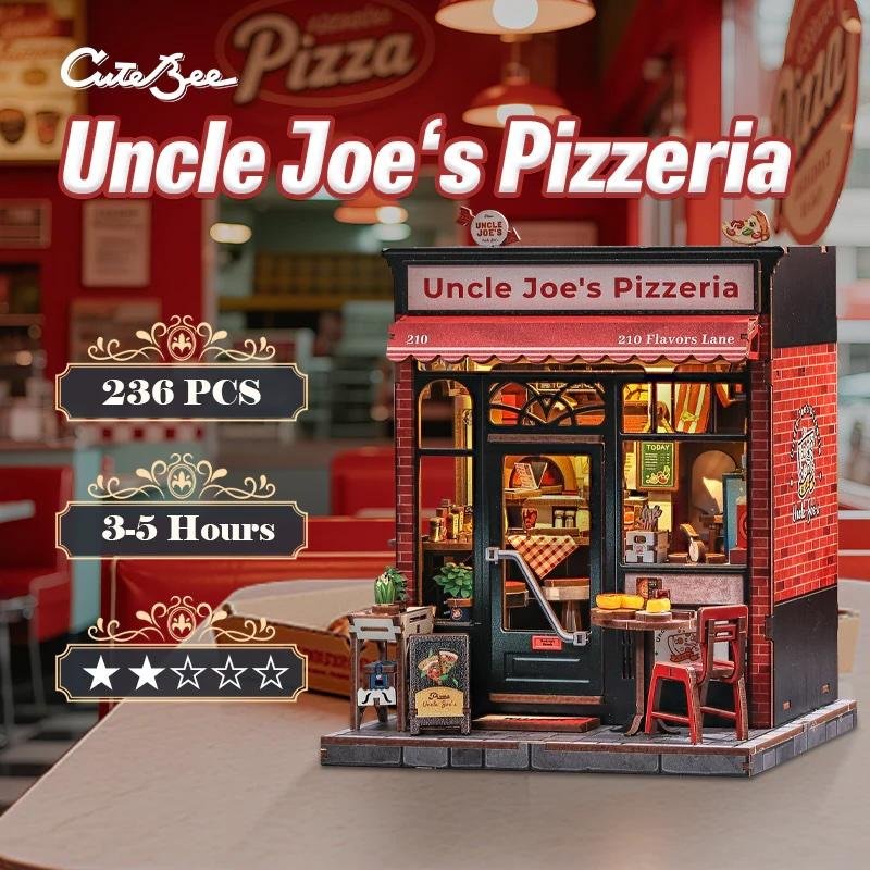MINIATURE HOUSE - DIY- Pizzeria d'Oncle Joe - 236pc Eclairage LED