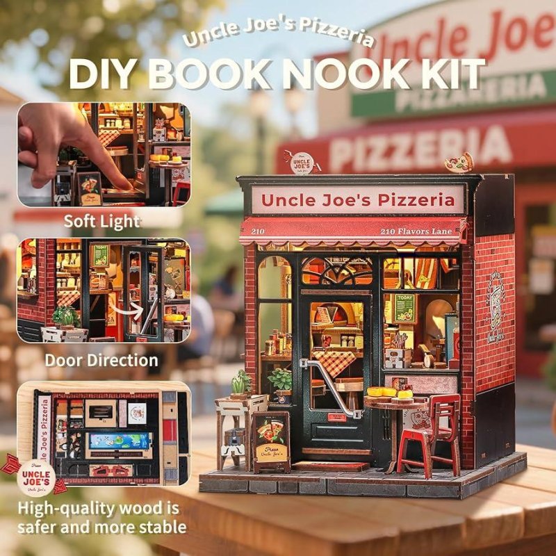 MINIATURE HOUSE - DIY- Pizzeria d'Oncle Joe - 236pc Eclairage LED
