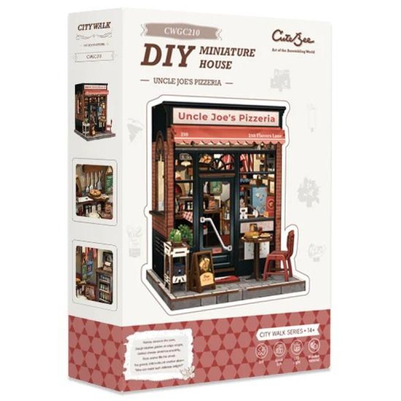 MINIATURE HOUSE - DIY- Pizzeria d'Oncle Joe - 236pc Eclairage LED