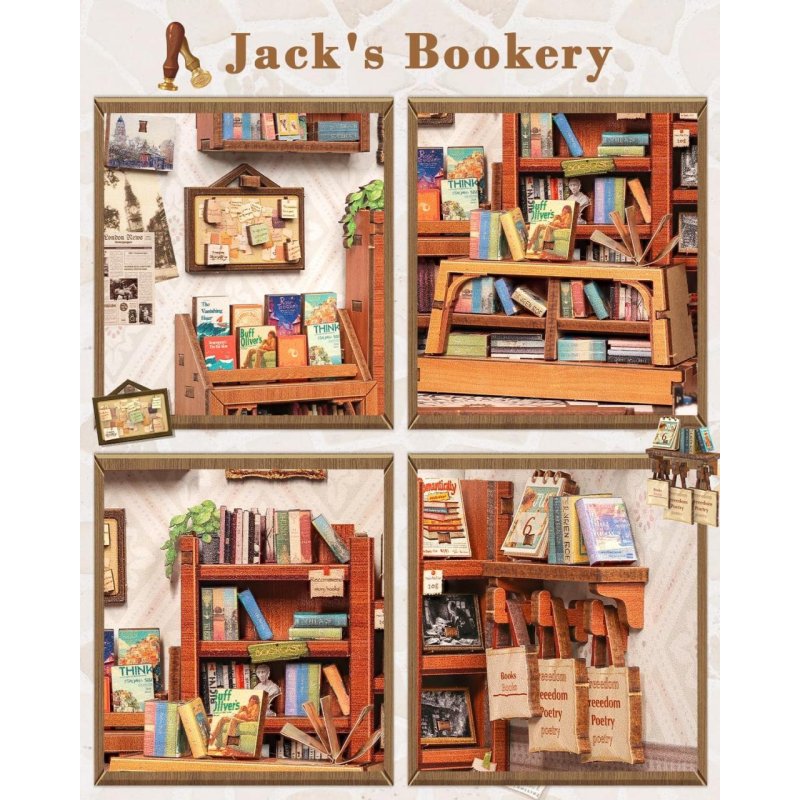 MINIATURE HOUSE - DIY- La Librairie de Jack - 330pc Eclairage LED