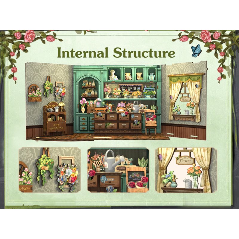 MINIATURE HOUSE - DIY - Fleuriste - 265pc Eclairage LED