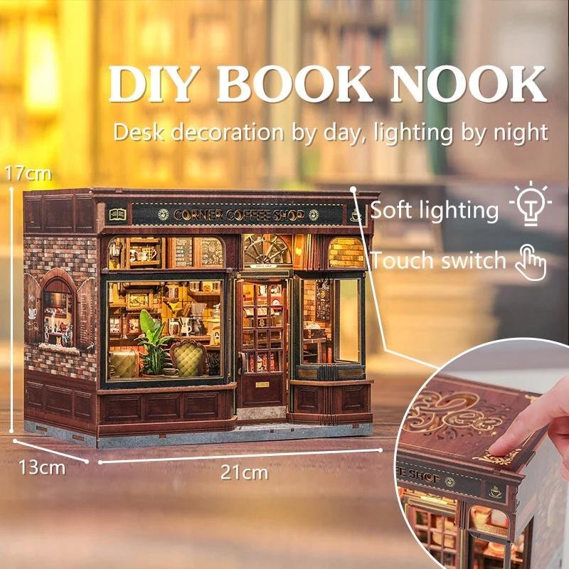 MINIATURE HOUSE - DIY- Corner Coffee Shop - 294pc Eclairage LED