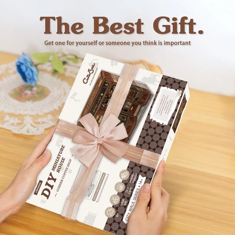 MINIATURE HOUSE - DIY- Corner Coffee Shop - 294pc Eclairage LED