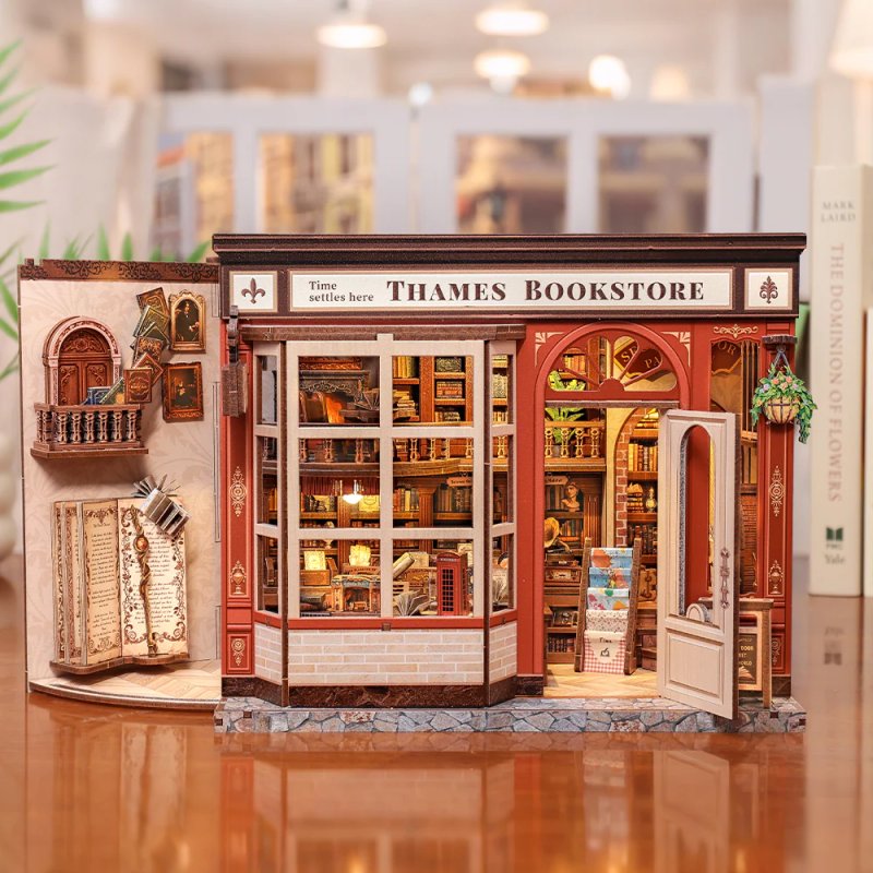 MINIATURE HOUSE - DIY- Librairie Thames - 343pc Eclairage LED