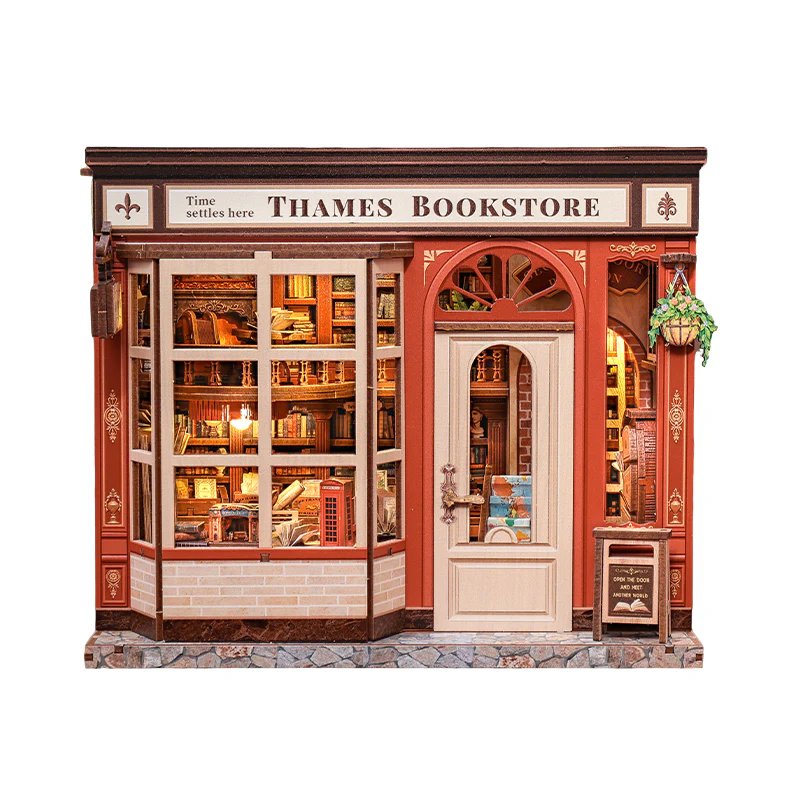 MINIATURE HOUSE - DIY- Librairie Thames - 343pc Eclairage LED