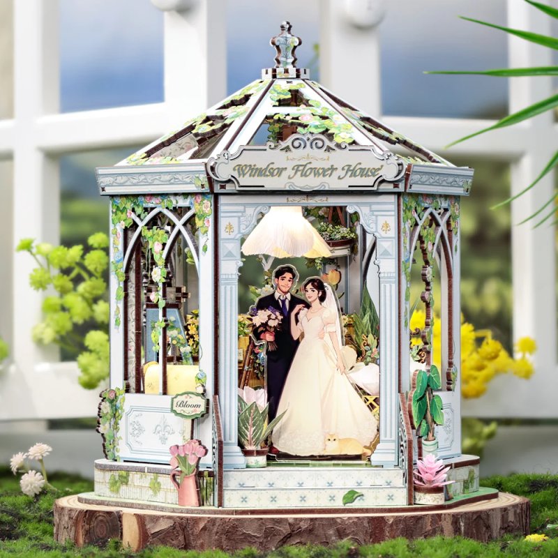 MINIATURE HOUSE - DIY- Maison des Fleurs Windsor - 235pc Eclairage LED