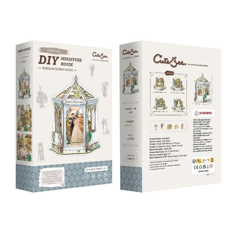 MINIATURE HOUSE - DIY- Maison des Fleurs Windsor - 235pc Eclairage LED