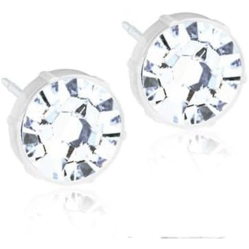 Blomdahl Nickel Free Medical Plastic 6mm Crystal Stud Earrings