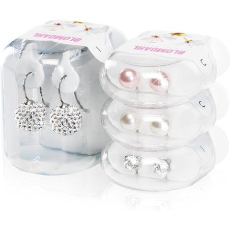 Blomdahl Nickel Free Medical Plastic Heart Crystal Pendant Earrings