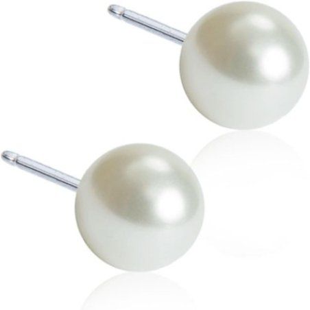 Blomdahl Hypoallergenic Natural Titanium White Pearl Stud Earrings