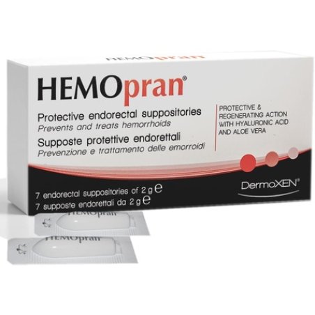 Dermoxen Hemopran Protective Suppositories for Hemorrhoids with Hyaluronic Acid and Aloe