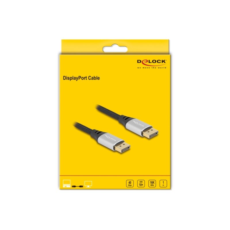 DELOCK DisplayPort Kabel 16K 60 Hz 1m silber Metall