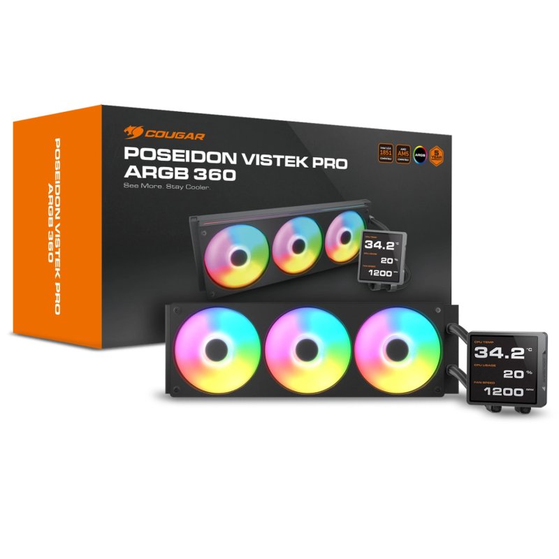 COUGAR CPU Water Cooling Poseidon Vistek Pro 360, ARGB, Black