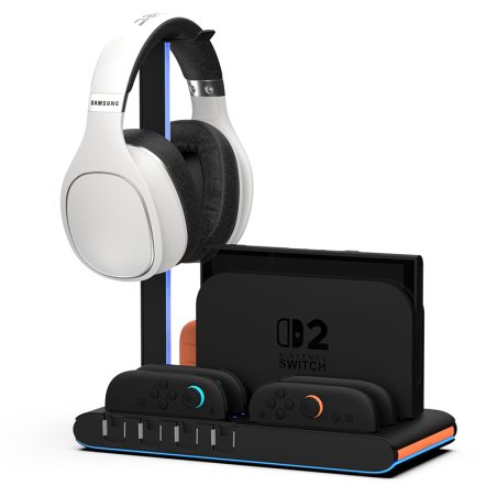 iMP Tech - DLX2 LED Multi-Function Charge Stand for Switch 2, Switch and OLED - Black