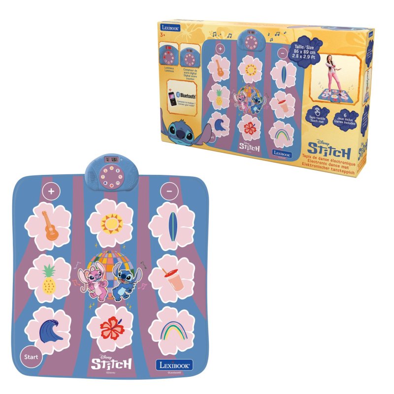 Lexibook - Disney Electronic, Bluetooth and luminous dance mat Stitch (DM10D)